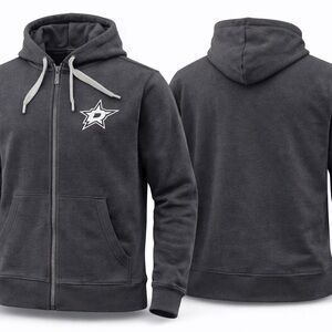 Antigua Dallas Stars Women’s Charcoal Metallic Logo Full Zip Hoodie Size Large